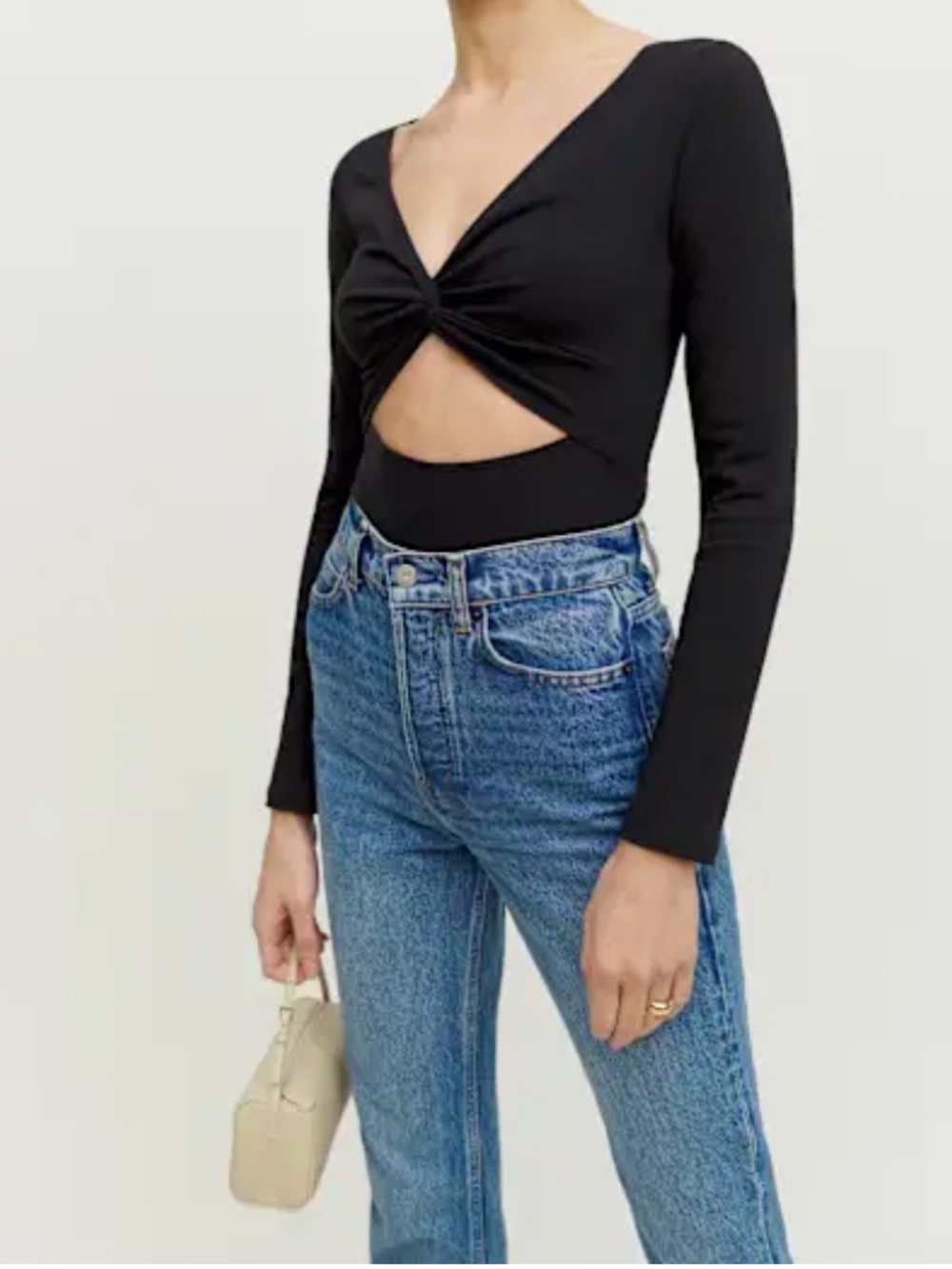 Reformation Kelia Knit Top Black XS